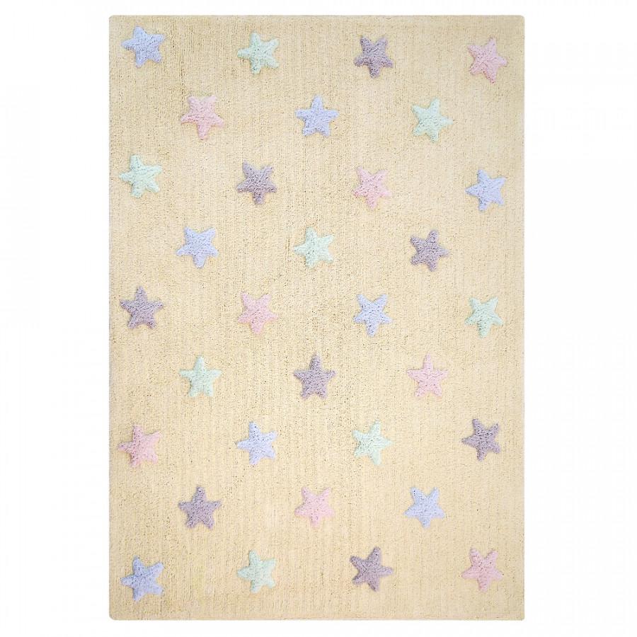Levně Lorena Canals Bio koberec kusový, ručně tkaný – Tricolor Stars Vanilla 120x160 cm