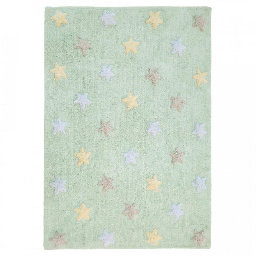 Levně Lorena Canals Bio koberec kusový, ručně tkaný – Tricolor Stars Mint 120x160 cm