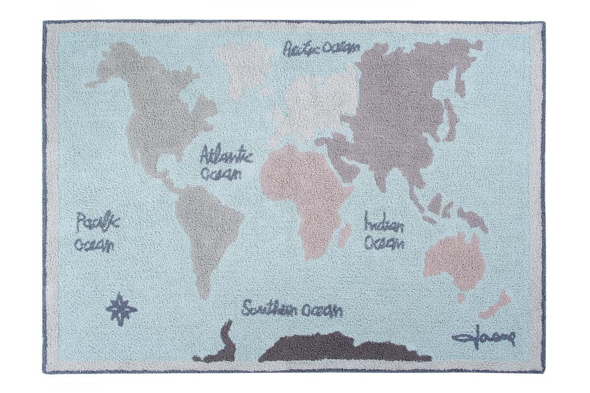 Lorena Canals Bio koberec kusový, ručně tkaný – Vintage mapa 140x200 cm