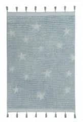 Bio koberec kusový, ručně tkaný Hippy Stars modrá