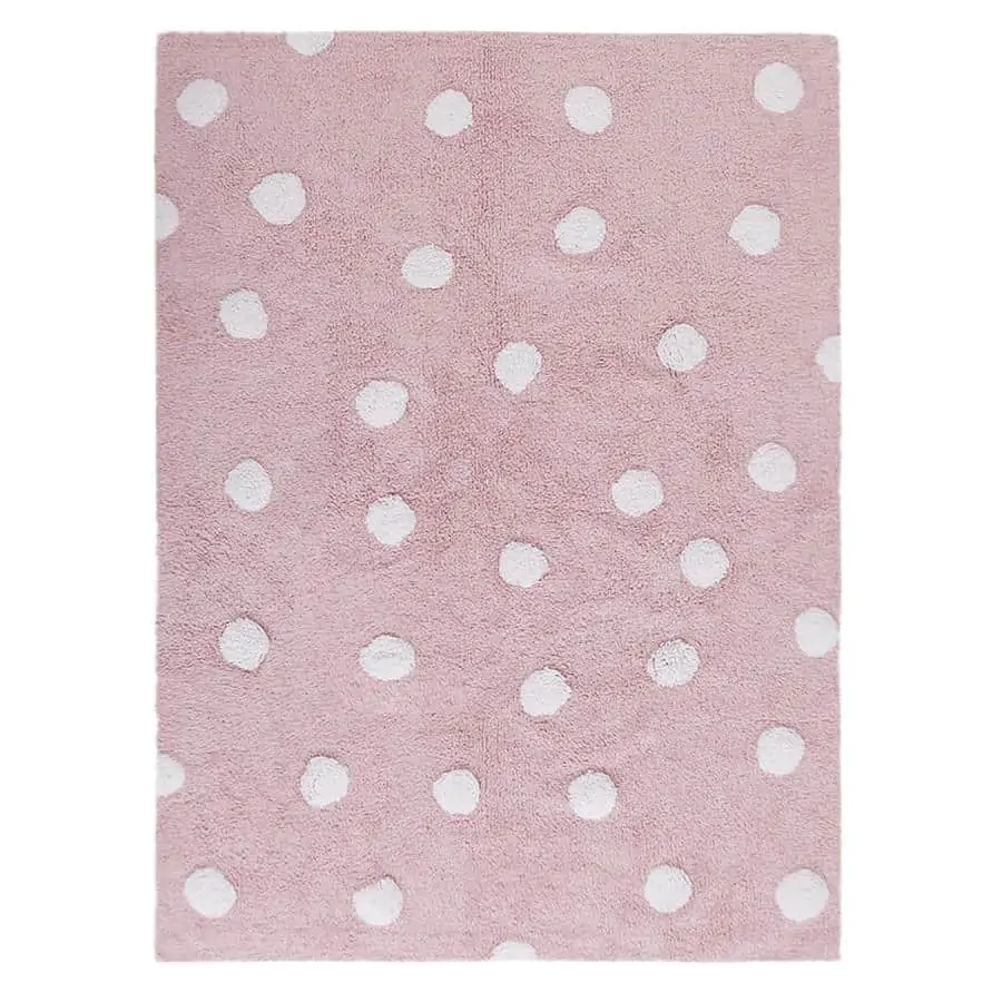 Lorena Canals Pro zvířata: pratelný koberec Polka Dots bílá, růžová 120x160 cm