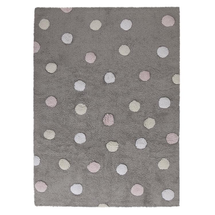 Levně Lorena Canals Pro zvířata: Pratelný koberec Tricolor Polka Dots bílá, žlutá, šedá 120x160 cm