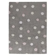 Lorena Canals pro zvířata: Pratelný koberec Tricolor Polka Dots Grey-Pink