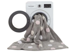 Lorena Canals pro zvířata: Pratelný koberec Tricolor Polka Dots Grey-Pink