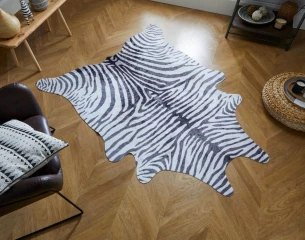 Flair Rugs kusový koberec Faux Animal Zebra Print Black/White