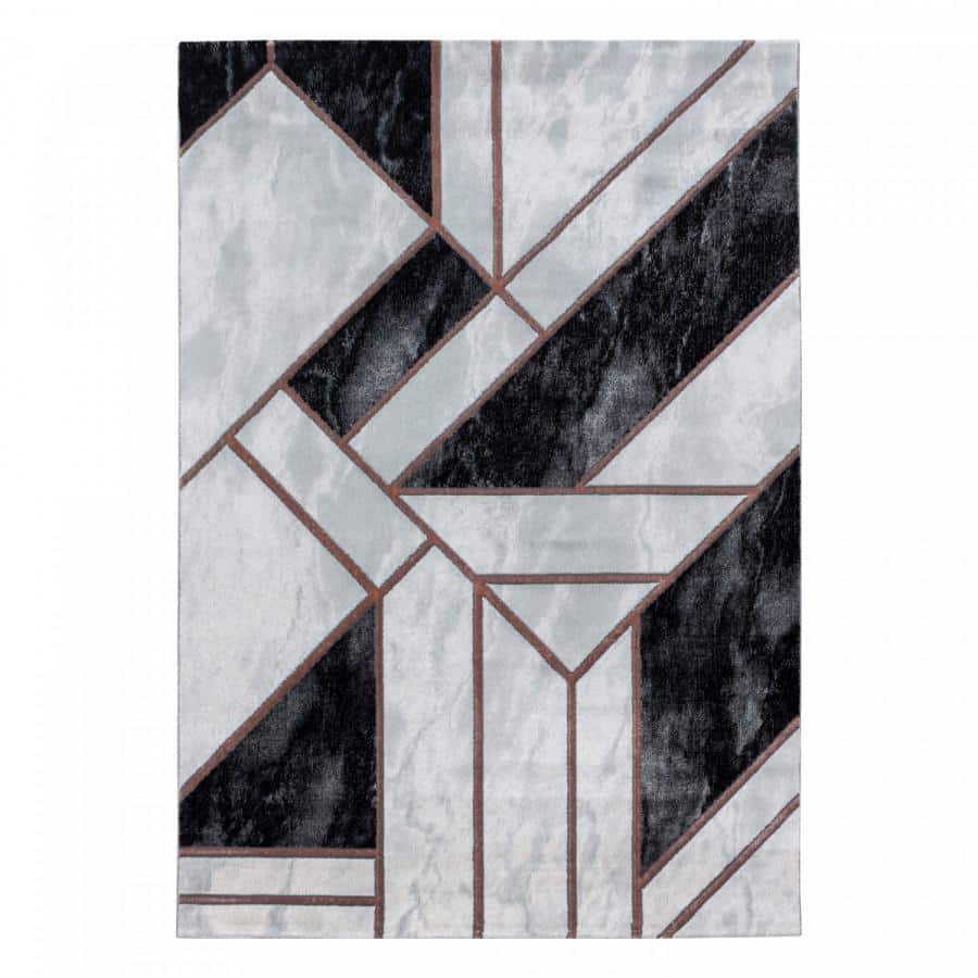 Ayyildiz Kusový koberec Naxos 3817 – šedá/černá/hnědá/bílá 80x150 cm