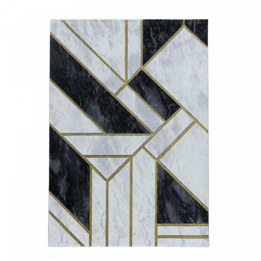 Ayyildiz Kusový koberec Naxos 3817 – žlutá/šedá/černá/bílá 200x290 cm