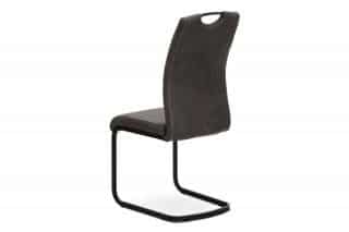 Jídelní židle, šedá látka v dekoru vintage kůže, bílé prošití, kov - černý lak DCL-413 GREY3