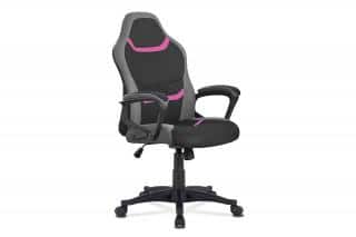 Kancelářská židle, potah - kombinace černé, šedé a růžové látky, houpací mech. KA-L611 PINK