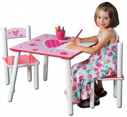 Dětský stůl s židlemi růžový DSKE0411