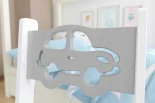 Dětský stůl s úložným prostorem a židlí Auto - šedé DSBH0616