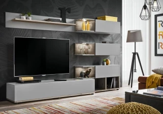 Obývací stěna SILK perla grey/dub wellington