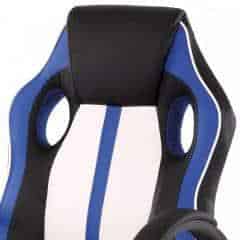Herní židle, modrá, bílá a černá ekokůže, houpací mechanismus KA-Z505 BLUE