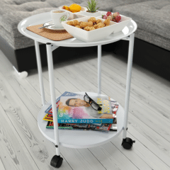 Příruční stolek s kolečky DERIN - bílá č.3