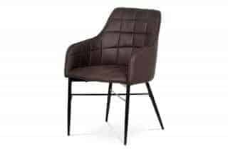 Jídelní židle, potah hnědá látka v dekoru vintage kůže, kovová čtyřnohá podnož, AC-9990 BR3