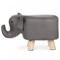 Taburet - slon, potah šedá látka v dekoru kůže, nohy masiv kaučukovník LA2017