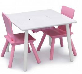 Dětský stůl s židlemi bílo-růžový DSBH0742