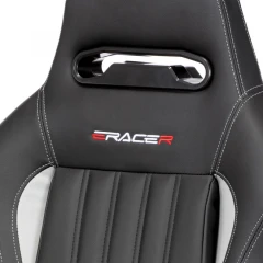 Herní křeslo E-RACER, potah šedá a černá ekokůže, HM, opěrák 90°-180° KA-F06 GREY