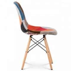 Jídelní židle, potah látka patchwork, podnož masiv přírodní buk, kov - černý lak CT-724B PW2