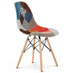 Jídelní židle, potah látka patchwork, podnož masiv přírodní buk, kov - černý lak CT-724B PW2