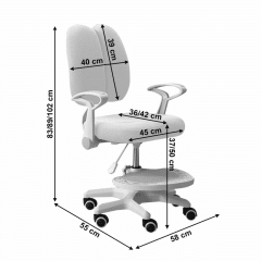 Rostoucí židle s podnoží a šlemi ANAIS - šedá/bílá č.7