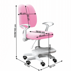 Rostoucí židle s podnoží a šlemi ANAIS - růžová/bílá č.9