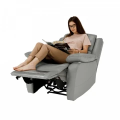 Relaxační křeslo s elektrickým polohováním, kůže / ekokůže šedá VIVAN