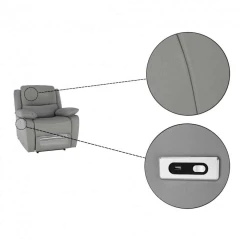 Relaxační křeslo s elektrickým polohováním, kůže / ekokůže šedá VIVAN