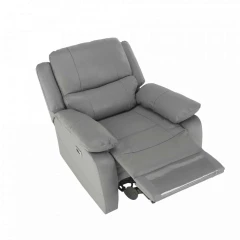 Relaxační křeslo s elektrickým polohováním, kůže / ekokůže šedá VIVAN