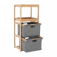 Regál, lakovaný bambus/látka šedá, KELANA