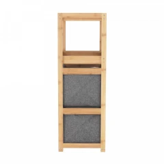 Regál, lakovaný bambus/látka šedá, KELANA