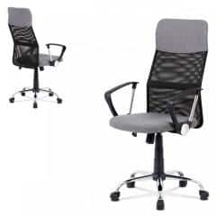 Kancelářská židle, šedá látka a černá síťovina MESH, houpací mech., kovový kříž KA-Z204 GREY