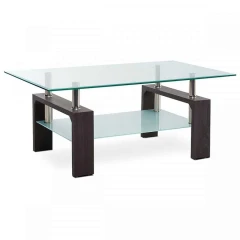 Konferenční stůl, čiré / mléčné sklo, MDF, 3D dekor přech AF-1020 WAL