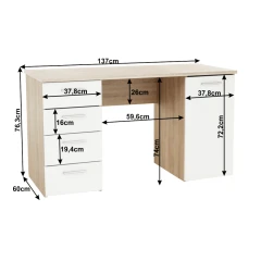 Psací stůl EUSTACH - dub sonoma/bílá č.5