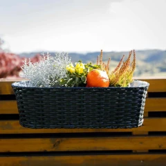 Závěsný květináč, ratan, černý, JEOR