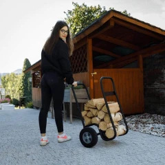 Přepravní vozík na dřevo, s koly, kované železo, černá, RATER
