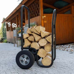 Přepravní vozík na dřevo, s koly, kované železo, černá, RATER