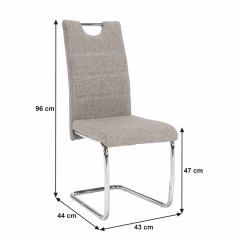 Jídelní židle ABIRA NEW - látka krémová/ chrom č.2