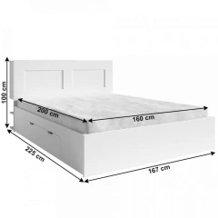 Ložnicová sestava (postel / 2ks noční stolek/skříň ), bílá, RAMIAK