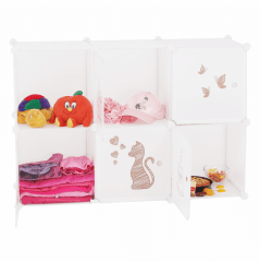 Dětská modulární skříňka DINOS, bílá/dětský vzor č.9