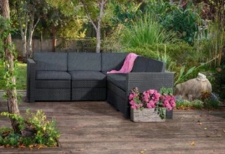 Rohové sofa PROVENCE - antracit + šedé podušky č.2