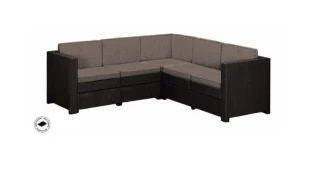 Rohové sofa PROVENCE - hnědá + šedohnědé podušky