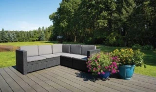 Rohové sofa PROVENCE - hnědá + šedohnědé podušky č.2