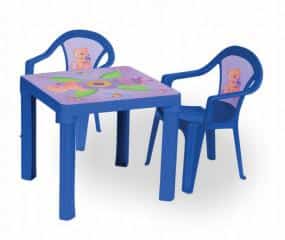 Dětský plastový stoleček s židlemi modrý DS3T0883