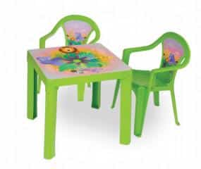 Dětský plastový stoleček s židlemi zelený DS3T0884