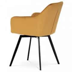 Jídelní židle, potah žlutá sametová látka, kovové nohy, černý matný lak DCH-425 YEL4