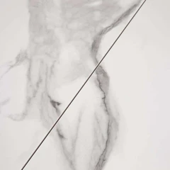 Jídelní stůl 90+25x70 cm, keramická deska bílý mramor, masiv, šedý vysoký lesk HT-400M WT