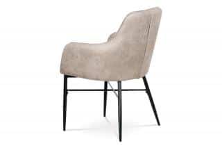 Jídelní židle, potah lanýžová látka v dekoru vintage kůže, kovová čtyřnohá podno AC-9990 LAN3