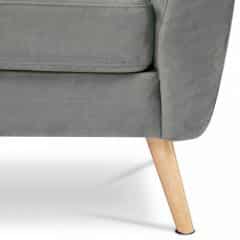 Dvoumístná sedačka, potah šedostříbrná matná sametová látka, plastové nohy, dekor buk ASB-014 SIL