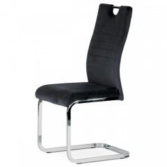 Jídelní židle, potah černá sametová látka, kovová chromovaná podnož a madlo DCL-416 BK4